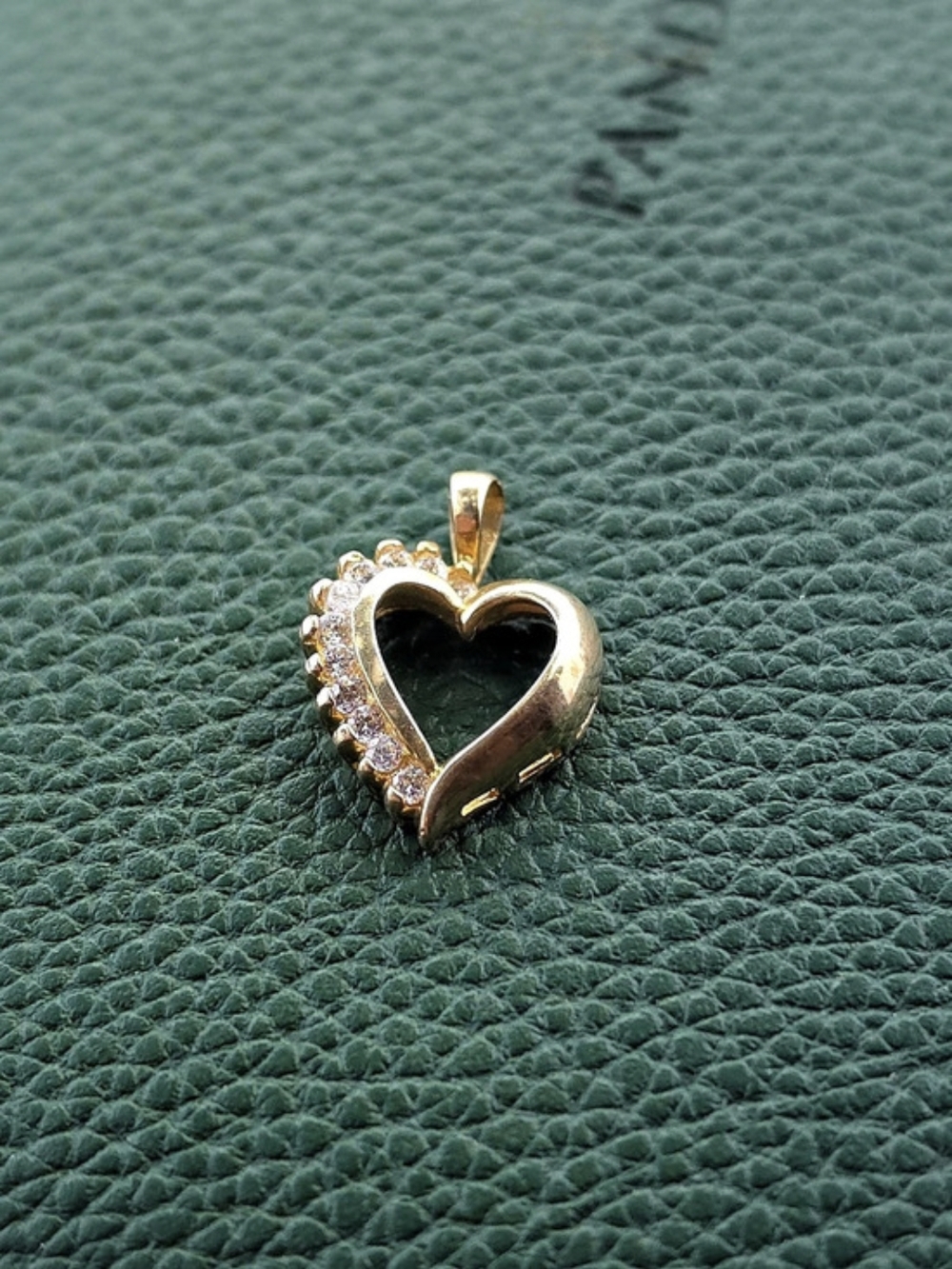 14K Gold CZ Heart Pendant Charm